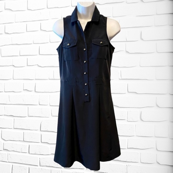 The Limited Sleeveless Navy Cargo Dress with Brass buttons, Womens size 2 - Picture 12 of 12